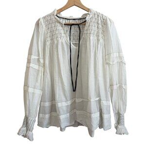 Anthropologie Balloon Sleeve Peasant Blouse Cottagecore Pirate Romantic White S